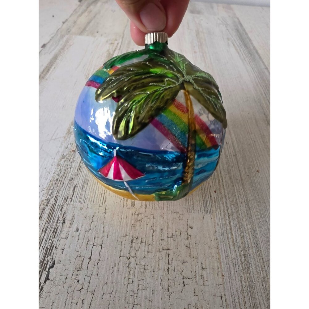Glass Beach rainbow Hawaii ball ornament glitter‎ remember tropical Xmas tree